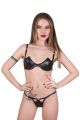 SET LETHER-LOOK NERO CON PERIZOMA 
