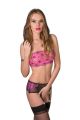 Reggicalze pizzo rosa con rete nera