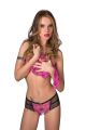 coulotte aperta pizzo rosa e rete nera 