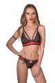 reggiseno triangolo pizzo nero e rete rossa