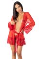 Roter Transparenter Tüll-Kimono mit Spitze – Verführerische Lingerie von Eros Veneziani